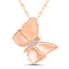 NECKLACES - 10K Rose Gold Diamond Butterfly Necklace