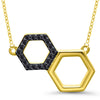 NECKLACES - 10K Yellow Gold 0.05cttw Black Diamond Honeycomb Necklace