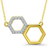 NECKLACES - 10K Yellow Gold 0.05cttw Diamond Honeycomb Necklace