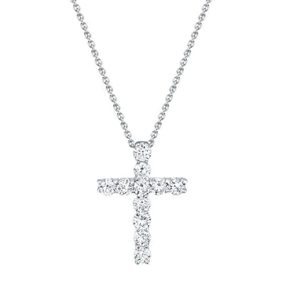 NECKLACES - 14K White Gold 0.32cttw Diamond Cross Necklace