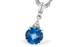 NECKLACES - 14K White Gold 1.60ct Round London Blue Topaz & .01cttw Diamond Accent Necklace