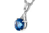 NECKLACES - 14K White Gold 1.60ct Round London Blue Topaz & .01cttw Diamond Accent Necklace