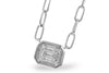 NECKLACES - 14K White Gold .14cttw Round & Baguette Diamond Necklace