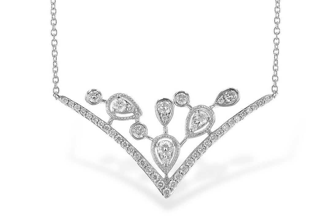 NECKLACES - 14K White Gold .45cttw V Shaped Diamond Necklace