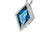14K White Gold Triangle Cut London Blue Topaz And Diamond Halo Necklace