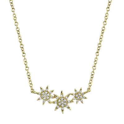 NECKLACES - 14K Yellow Gold 0.09cttw Diamond Star Necklace