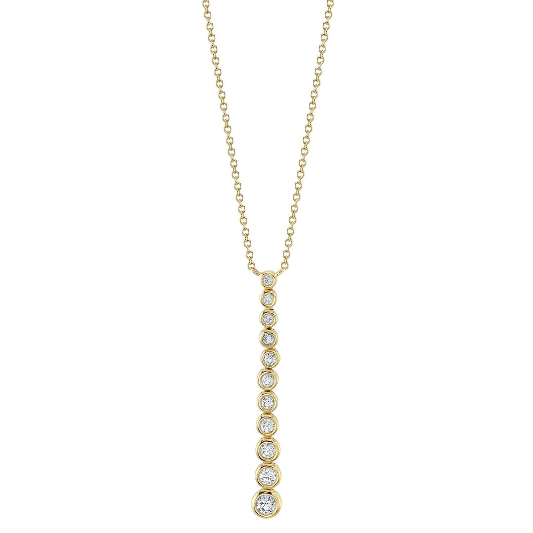 NECKLACES - 14K Yellow Gold 0.37cttw Diamond Journey Bezel Set Necklace
