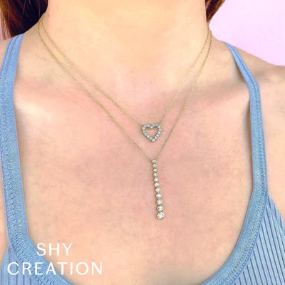 NECKLACES - 14K Yellow Gold 0.37cttw Diamond Journey Bezel Set Necklace