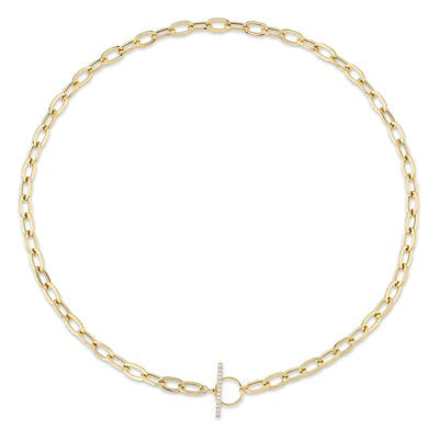 NECKLACES - 14K Yellow Gold .13cttw Diamond Paper Clip 18 Inch Toggle Necklace