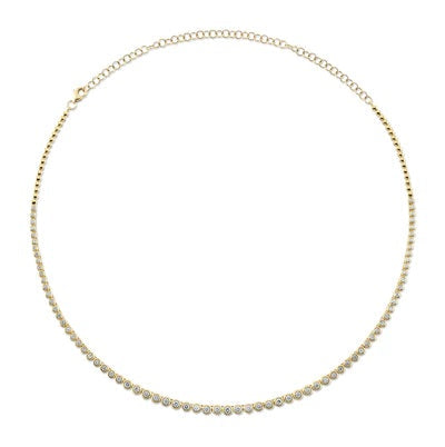 NECKLACES - 14K Yellow Gold 2.00cttw Graduated Diamond Bezel Set 18" Tennis Necklace