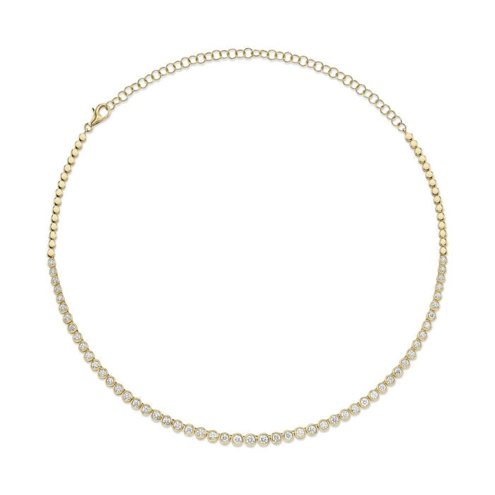 NECKLACES - 14K Yellow Gold 3.53cttw Graduated Diamond Bezel Set Tennis Necklace