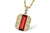 14K Yellow Gold Elongated Emerald Cut Garnet with Diamond Accent Necklace