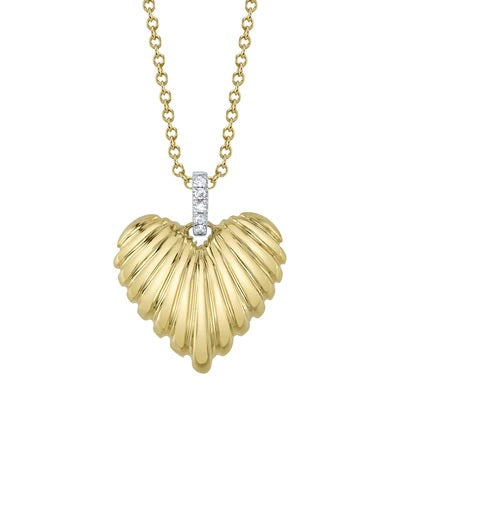 NECKLACES - 14K Yellow Gold Heart Pendant With .02cttw Diamond Accents