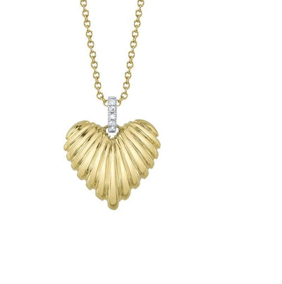NECKLACES - 14K Yellow Gold Heart Pendant With .02cttw Diamond Accents