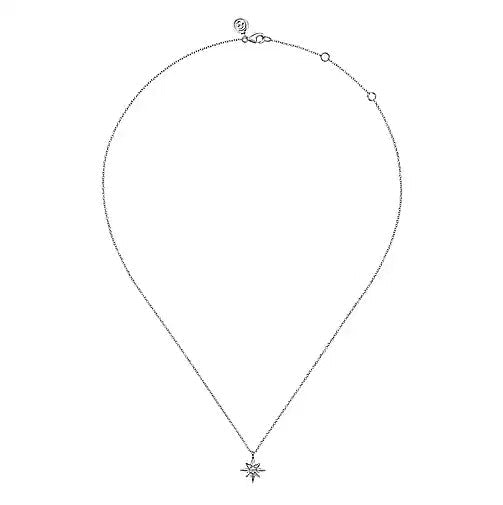 NECKLACES - Sterling Silver .03cttw Diamond Starburst 17.5" Adjustable Necklace