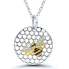 NECKLACES - Sterling Silver & 10K Yellow Gold Diamond Bee And Honeycomb Necklace