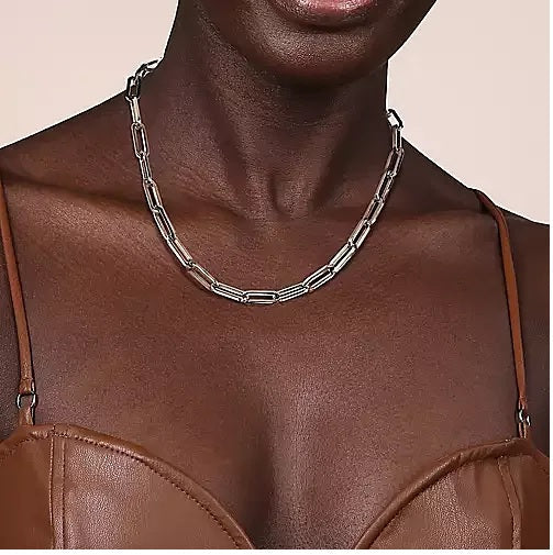 NECKLACES - Sterling Silver 17 Inch Paper Clip Chain Necklace