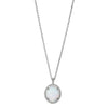 NECKLACES - Sterling Silver 17" Necklace With Round Synthetic Opal And CZ Halo