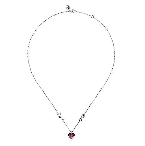 NECKLACES - Sterling Silver .40cttw Ruby Heart Love Infinity 17.5" Necklace