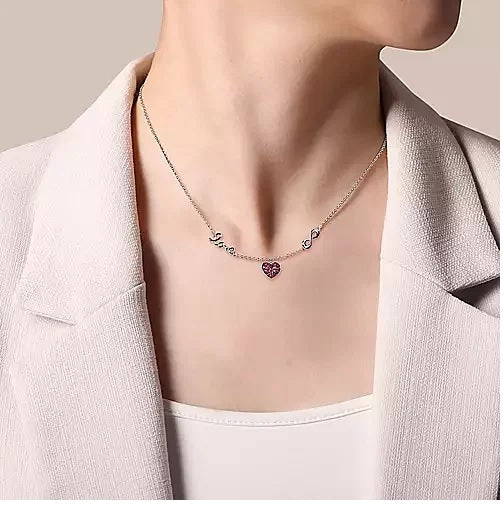 NECKLACES - Sterling Silver .40cttw Ruby Heart Love Infinity 17.5" Necklace