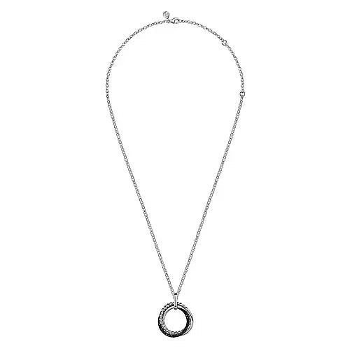 NECKLACES - Sterling Silver Black Spinel Circular Bujukan Pendant 24" Necklace