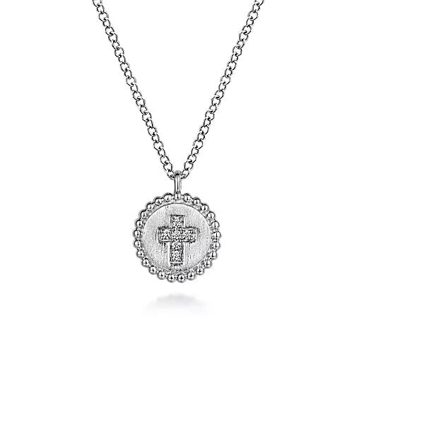 NECKLACES - Sterling Silver Bujukan Medallion Pendant With .03cttw Diamond Cross Center