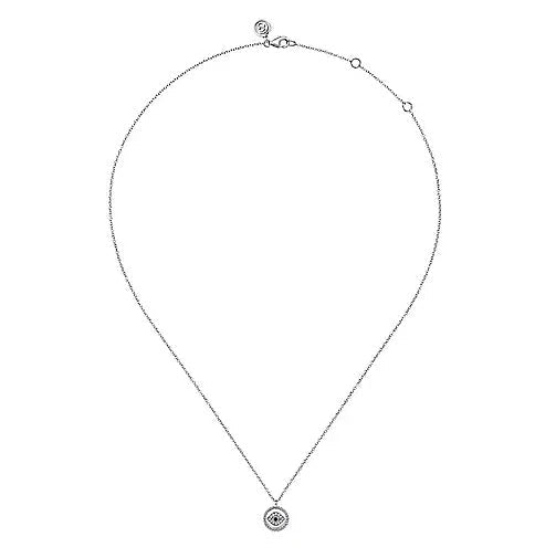NECKLACES - Sterling Silver Bujukan Medallion Pendant With .04cttw Diamond & .02cttw Sapphire Evil Eye Center