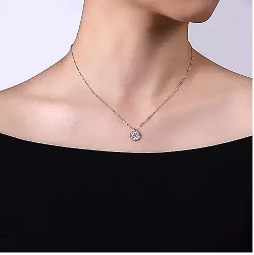 NECKLACES - Sterling Silver Bujukan Medallion Pendant With .04cttw Diamond & .02cttw Sapphire Evil Eye Center