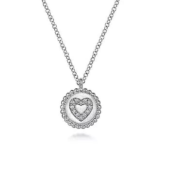 NECKLACES - Sterling Silver Bujukan Medallion Pendant With .05cttw Diamond Heart Center