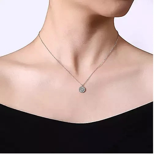 NECKLACES - Sterling Silver Bujukan Medallion Pendant With .05cttw Diamond Heart Center