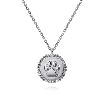 NECKLACES - Sterling Silver Bujukan Medallion Pendant With Paw Print Center