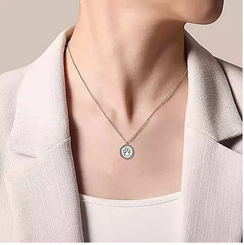 NECKLACES - Sterling Silver Bujukan Medallion Pendant With Paw Print Center