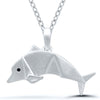 NECKLACES - Sterling Silver Dolphin Necklace With Diamond Eyes