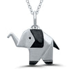 NECKLACES - Sterling Silver Elephant Necklace With Diamond Eyes