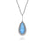Sterling Silver Faceted Pear Shape Turquoise Rock Crystal Necklace on 24" Chain