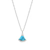 NECKLACES - Sterling Silver Fan Shape Syn Turquoise & CZ Accents Necklace