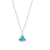 Sterling Silver Fan Shape Syn Turquoise & CZ Accents Necklace