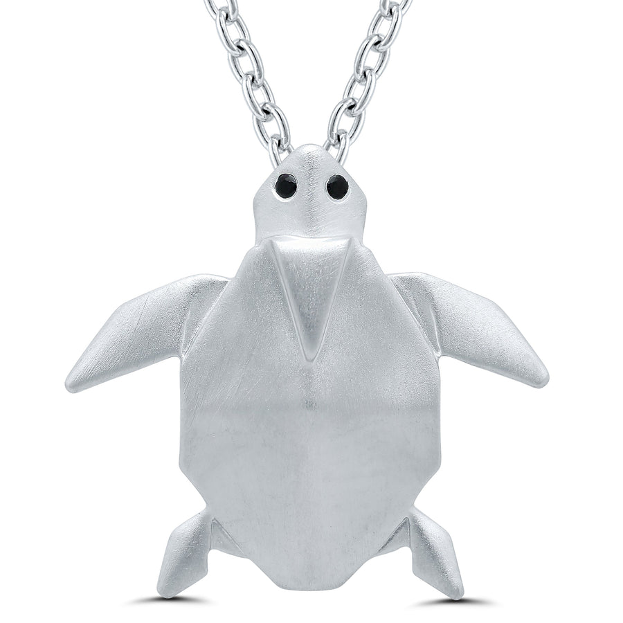 NECKLACES - Sterling Silver Sea Turtle Necklace With Diamond Eyes