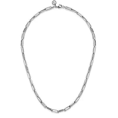 NECKLACES - Sterling Silver Solid Paper Clip Chain 18 Inch Necklace