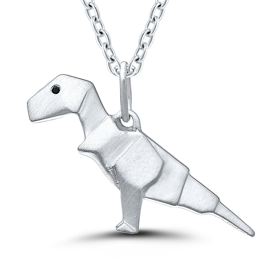 NECKLACES - Sterling Silver Tyrannosaurus Necklace With Diamond Eyes