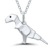 NECKLACES - Sterling Silver Tyrannosaurus Necklace With Diamond Eyes