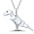Sterling Silver Tyrannosaurus Necklace with Diamond Eyes