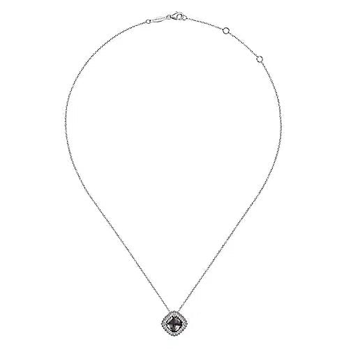 NECKLACES - Sterling Silver White Sapphire & Rock Crystal & Black MOP Slide Necklace