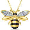 NECKLACES - Sterling Silver & Yellow Gold Plated Diamond Bee Necklace