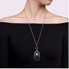 NECKLACES - Sterling Sliver Rock Crystal & Turquoise Doublet Drop Necklace.