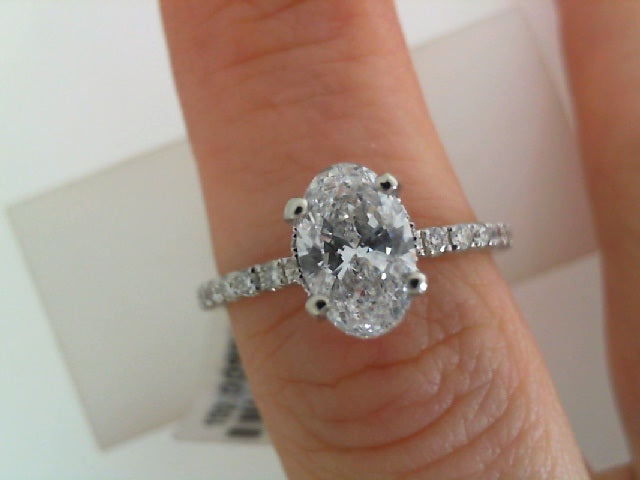 Platinum Diamond Engagement Ring With Pave Head 1.34 Cttw