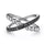 Sterling Silver Black Spinel & Bujukan Bead Criss Cross Fashion Ring. Finger Size 6.5