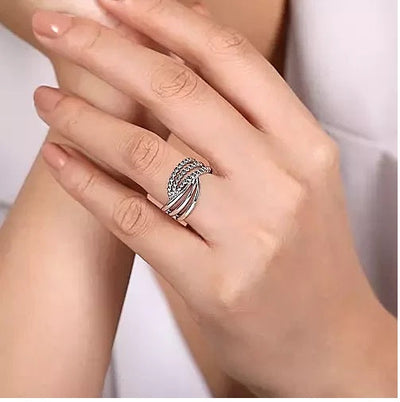 Ring - Sterling Silver Bujukan Ladies Twisted Fashion Ring. Finger Size 6.5