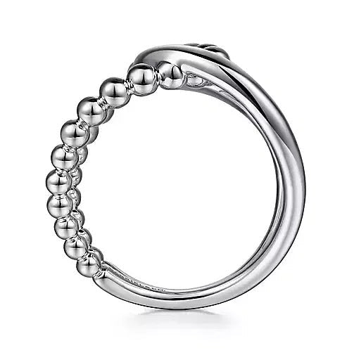 Ring - Sterling Silver Bujukan Style Interlocking Wide Fashion Ring. Finger Size 6.5