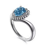 Ring - Sterling Silver Bujukan Swiss Blue Topaz Chevron Ring. Finger Size 6.5